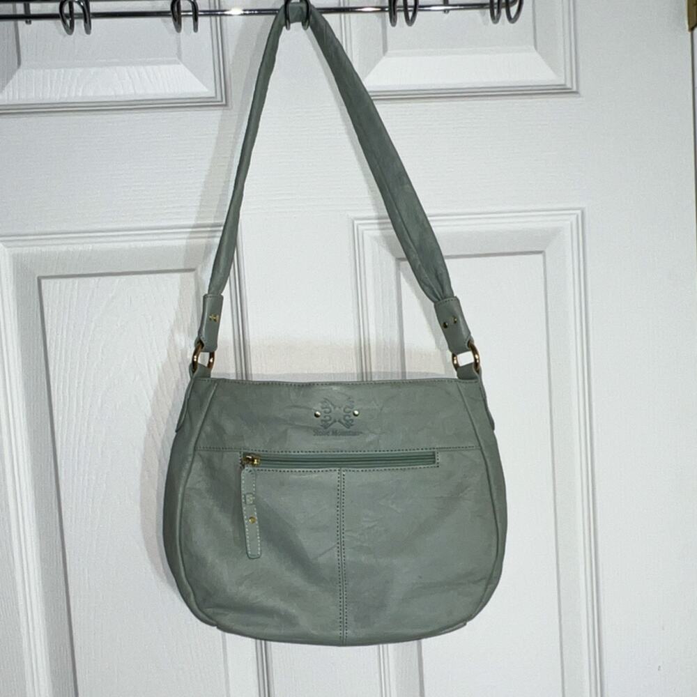 Stone‎ Mountain Light Green Shoulder Bag Gold Hardware Orange Lining Studded